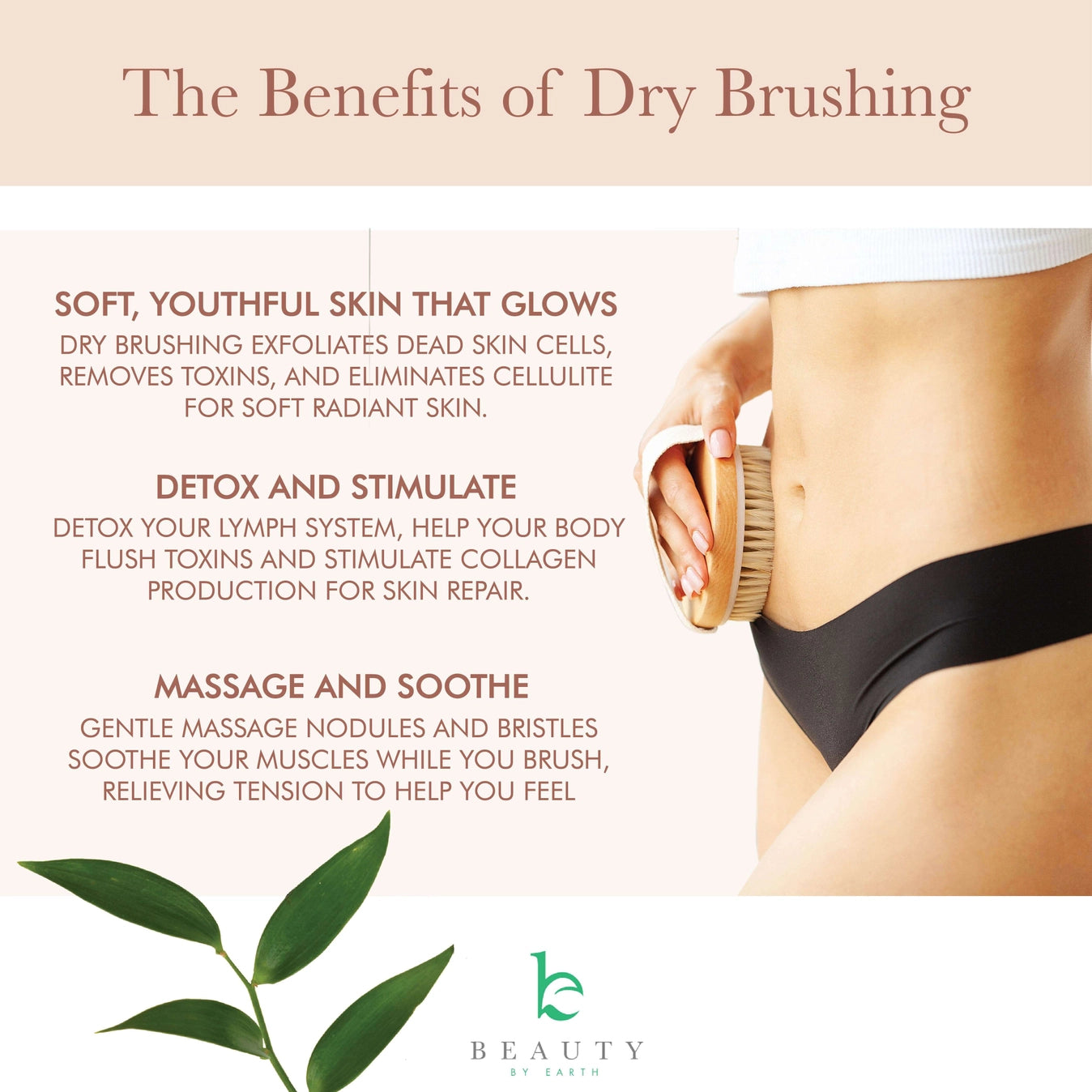 Beauty by Earth Dry Brushing Body Brush with Cellulite Massager