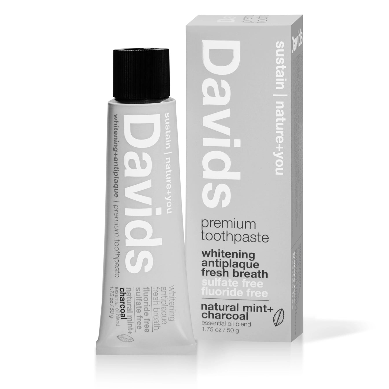 Davids Natural Toothpaste - Charcoal+Peppermint (Travel)