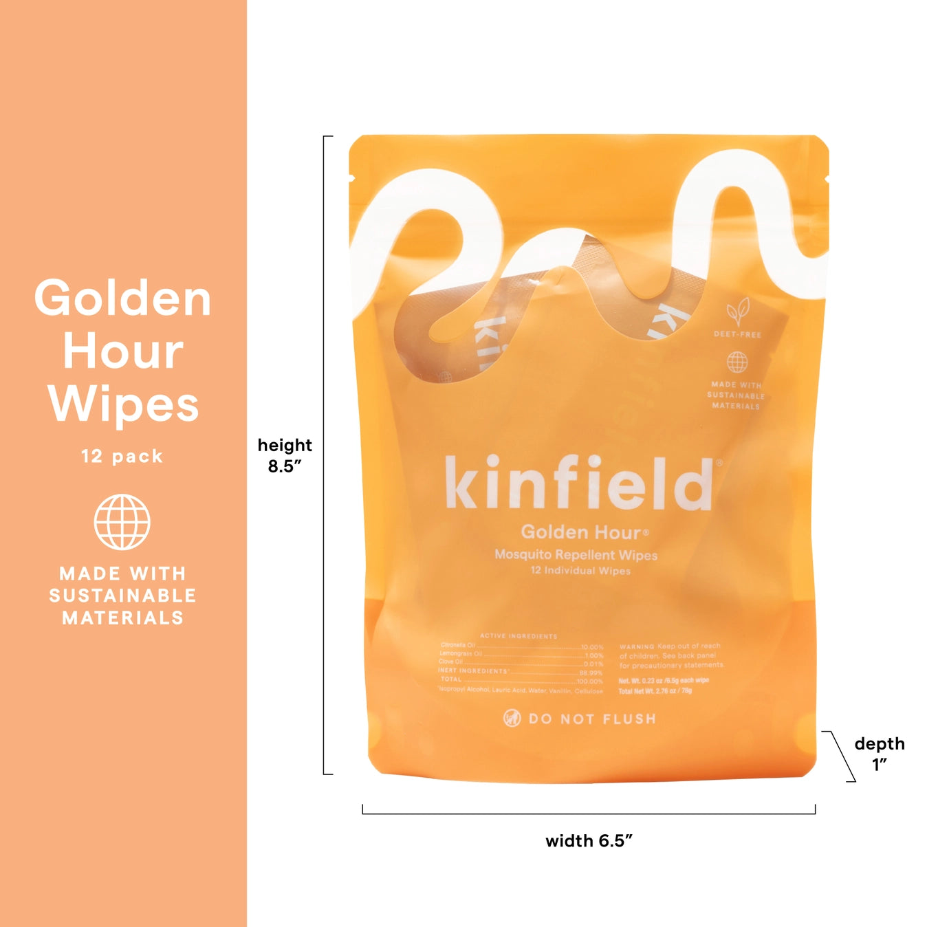 Kinfield Golden Hour Wipes - Natural Mosquito Repellent